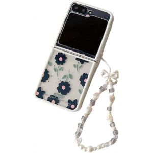 Coque De Téléphone Pour Samsung Galaxy Z Flip 5 Avec Chaîne, Joli Motif Floral, Résistant Aux Chocs, Pliable, Pour Samsung Galaxy Z Flip 5 5g (2023) Pour Femme (Avec Chaîne) - Neuf