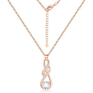 Cha&icirc;nes Pour Femme En Argent Sterling 925 Avec Pendentif Infini Aaa+ Zircon Strass Pierre Infinity Pendentif Collier Argent/Or Rose/Or Femmes Bijoux Cadeau - Neuf