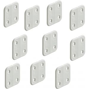 Lot de 20 charni&egrave;res en polypropyl&egrave;ne blanc pour coffre de caravane, camping-car ou meuble 46 mm x 36 mm - Neuf