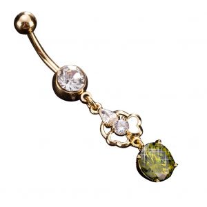 Piercing De Nombril En Acier Chirurgical Avec Fleur En Zircone Pour Femme (Olive) - Neuf