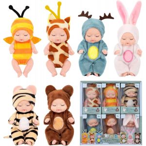 TDRFL-Mini Bebe Reborn,6 Pièces Réaliste Poupées Émulée Avec Vêtements,Mini Poupées De Renaissance Endormies Jouets Miniatures Cadeaux Pour Enfant Garçon Fille 3+ Ans,Smfzww-6 - Neuf