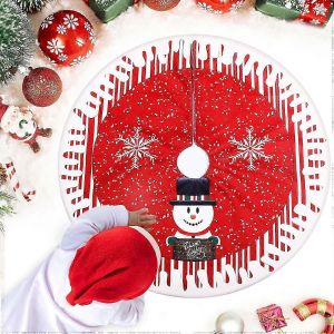 Jupe de sapin de No&euml;l bonhomme de neige rouge de 78 cm pour d&eacute;corer les f&ecirc;tes - Neuf