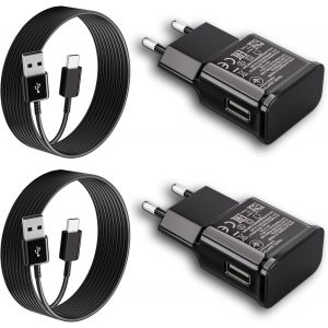 JGD-2 Pack Chargeur USB Rapide avec C&acirc;bles USB C de 2 M pour Samsung Galaxy A12 A13 A14 A15 A23 A25 A33 A34 A35 A40 A53 A54 A55 A04S A05S S8 S9 S10 S20 S21 Plus M55 M34 M14, Chargeur T&eacute;l&eacute;phone Type C - Neuf