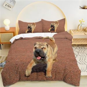 Housse De Couette X Brun, Shar Pe? Parure De Lit Personnes Microfibre Doux Respiran Housse Couette Avec Fermeture &iquest;&iquest;Clair, Ensemble De Literie Avec Taie D'oreillers X Cm - Neuf