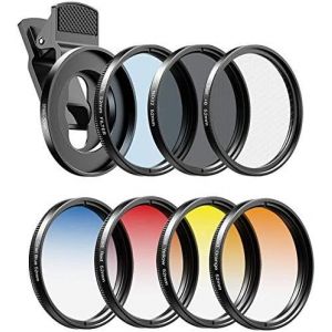 MEVRONISSHOP-Kit de filtres color&eacute;s d&eacute;grad&eacute;s CPL et ND32 pour appareils Photo Nikon Canon GoPro iPhone et Tous Les t&eacute;l&eacute;phones - 52 mm - Bleu/Jaune/Orange/Rouge - Neuf