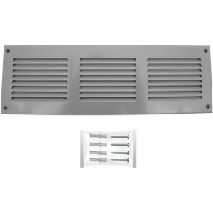 Grille Aeration Gris 300x100mm avec Moustiquaire ¿ Evacuation Caches Tuyau Ventilateur ¿ d'Extraction Ventialtion ¿ Exterieur Interieur ¿ Gaine Cache Extracteur d'air VMC ¿ Climatiseur Seche - Neuf