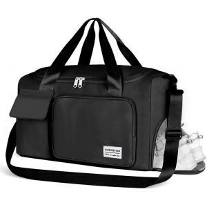 Nzqaf-Sac De Sport Pliable - Grand Sac De Voyage Portable Avec Compartiment À Chaussures - Sac De Fitness Imperméable Pour Homme Et Femme - Pour Le Sport Et Les Voyages, Noir , Tendance - Neuf
