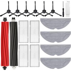 Accessoires pour Roborock S8 S8 Plus S8 Pro Ultra, Pi&egrave;ces de Rechange pour Roborock S8 S8+ S8 Pro Ultra, 2 Brosse Principale en Caoutchouc, 4 Chiffons, 6 Brosse Lat&eacute;rale, 4 Hepa Filtre - Neuf