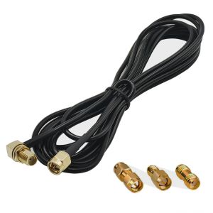 Adaptateur SMA M&acirc;le-Femelle, RG174 C&acirc;ble Coaxial RF 3m, Rallonge Antenne WLAN, C&acirc;ble d'Extension pour Antenne Male/Femelle (50 Ohm) + 3 Pi&egrave;ces Adaptateurs Coaxiaux RF - Neuf