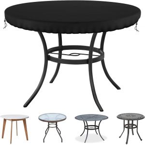 Sjzg-Housse De Table De Jardin Ronde, Housse De Dessus De Table De Terrasse, Housse De Meubles De Jardin Ronde, Housse De Table De Terrasse 600d, Nappe De Table Facile À Nettoyer, Diamètre 140 Cm, No - Neuf