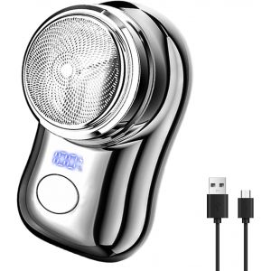 Mini Rasoir, Portable Electric Shaver, Usb Rechargeable Shaver, Rasoir &Eacute;lectrique Pratique Et Rechargeable, Rasage &Eacute;lectrique De Poche, Pocket Electric Shave, Electric Razor &Agrave; Affichage Led (Argent) - Neuf