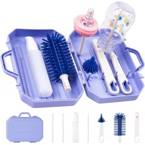 Kalanka-Voyage Ensemble Biberon - Goupillon, Brosse &Agrave; Biberon Portable, Comprend Un Goupillon, Une Brosse &Agrave; T&eacute;tine, Un Flacon Distributeur De D&eacute;tergent Et Une Bo&icirc;te De Rangement - Neuf