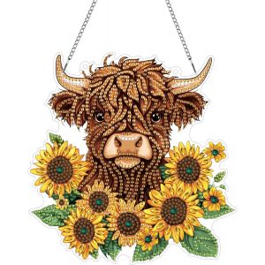 Ayuhr-Diy B?uf Diamond Painting Pendentif, Tournesol Pendant Broderie Diamant Kit Avec Chaîne, Pour Jardin Maison Porte Et Fenêtre Décoration Cadeaux 20x20 Cm(B?uf) - Neuf
