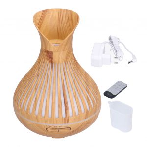 Hjlian Diffuseur D'huiles Essentielles En Bois 400 Ml, Diffuseur D'aromatherapie Avec Telecommande, Veilleuse, Humidificateur Pour Chambre A Coucher, Bureau, Prise Ue 100-240 V - Neuf