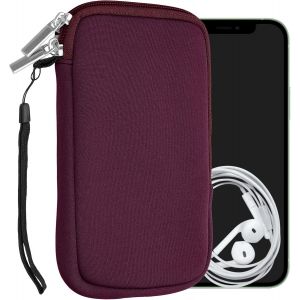 KAL-Housse Universelle Smartphone - Pochette De Protection 16,5 X 8,9 Cm Pour Téléphone Portable L - 6,5"" En Néoprène Bordeaux Foncé - Neuf