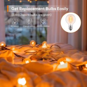 45,7m Exterieure,G40 Led Guirlande Exterieur Avec E12 75+2 Ampoules,Ip45 Imperméable,Decoration Extérieur Et Intérieur Pour Terrasse,Jardin,Mariage,Noël,Chambre - Neuf