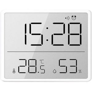 KAL-Réveil Numérique, Lcd Petit Avec Température Humidité Design De Succion Magnétique 12/24 Heures ¿/¿ Batterie Support Pour Maison Étudiants Bureau - Neuf