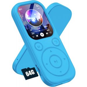 Lecteur Mp3 64 Go Avec Bluetooth 5.3 Lecteur De Musique Portable Avec Qualit&eacute; Sonore Hifi Et Radio Fm Batterie De 300 Mah Adapt&eacute; Au Sport, Aux Voyages Et &Agrave; Un Usage Quotidien Bleu - Neuf