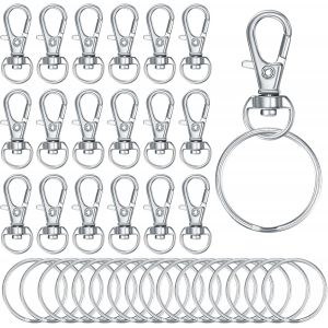 MEVRONISSHOP-130 Pi&egrave;ces Mousqueton Porte Cl&eacute;f(65 Mousqueton Pivotant + 65 Anneaux de Porte Cl&eacute;), Attache Porte-cl&eacute;s, Fermoir Mousqueton pour Bricolage Bijoux - Neuf