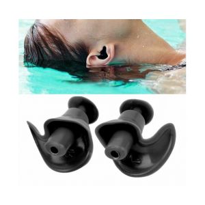 Bouchons d'oreilles en silicone &eacute;cologiques pour la natation &iquest; &Eacute;tanches &agrave; l'eau et &agrave; la poussi&egrave;re, design ergonomique, r&eacute;utilisables, bo&icirc;te de rangement compacte &iquest; Noir - Neuf