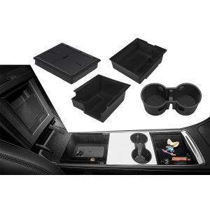 Ensemble de 4 plateaux organisateurs pour console centrale Tesla Model 3/Y - Solution de rangement pour accoudoir - Neuf