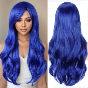 Kalanka-Colorful Panda 28 Pouces 70 Cm Bleu Clair Longs Boucl&eacute;es Ondul&eacute;es Cosplay Perruques Pour Femmes Et Filles, Perruque De Cheveux Synth&eacute;tiques R&eacute;sistant &Agrave; La Chaleur Pour F&ecirc;te Halloween Costume - Neuf