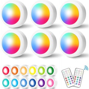 Spot Led &Agrave; Piles, &Eacute;clairage D'armoire, &Eacute;clairage D'armoire, &Eacute;clairage Led Avec 13 Couleurs, Intensit&eacute; Variable, T&eacute;l&eacute;commande Et Fonction Minuterie, &Eacute;clairage De Vitrine, &Eacute;clairage D'escalier, - Neuf