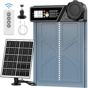 Vornixorsarlshopgrande Taille Porte Poulailler Automatique Solaire, Porte Automatique Poulailler En Aluminium Avec 7w Panneaux Solaires, Minuterie, Affichage Led, T&eacute;l&eacute;commande, Deux M&eacute;thodes De Charg - Neuf