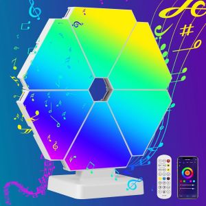 Lampe De Jeu Led Triangulaire,Panneaux Lumineux Triangulaires,6 Pcs Smart Rgb Modulaires Music Sync Light Contrôle Avec App Telecommande,Gaming Setup Diy Creative Pour Décoration De Chambre - Neuf