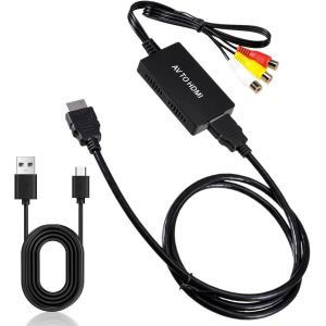 Convertisseur Rca Vers Hdmi, Rca Vers Hdmi, Convertisseur Av Vers Hdmi Avec Câble Hdmi, Adaptateur Av Vers Hdmi Pour Ps2/Ps3/Xbox/Snes/N64/Stb/Vhs/Vcr, Dvd, Prend En Charge Pal/Ntsc, 60 Hz - Neuf