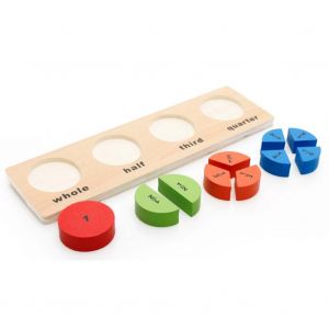 G&eacute;om&eacute;trique En Bois Fraction Puzzle Appariement Empileur Jeu &Eacute;ducatif Enfants Toy_C - Neuf