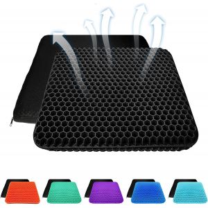 Gel Epais Coussin De Siege (Lait, Noir) Avec Anti-Derapant, Couvre - Respirant Motif En Nid D'abeille - Absorbe Les Points De Pression Pour La Voiture, Chaise De Bureau, Fauteuil Roulant - Neuf