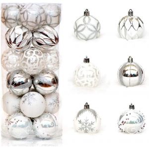 24pcs 6cm/2.36" Boules de No&euml;l en Plastique Incassable de boules de No&euml;l Pour la D&eacute;coration de Christm - Neuf