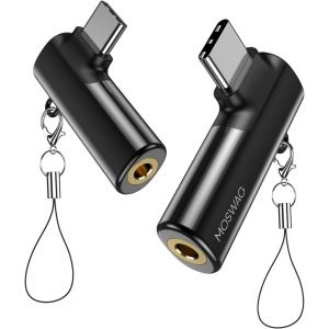 LORANKA-USB C &agrave; 3,5 mm Jack, Type C Adaptateur Casque Angle Droit Auxiliaire Microphone Dongle Audio Haute R&eacute;solution DAC Chip Compatible avec Galaxy S24 S23 S22 Ultra S20 FE A53 Note 20 Pixel 7 - Neuf