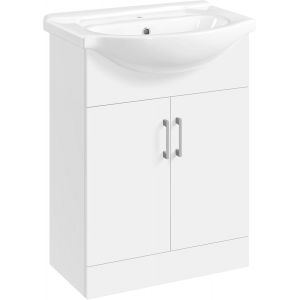 Ulteronixshop-Meuble Salle de Bain avec Vasque en C&eacute;ramique, Meuble Lave Main WC, Armoire sous Lavabo Encastr&eacute;e, Charni&egrave;res Soft-Close, 61 &times; 43,5 &times; 84 cm, Blanc - Neuf