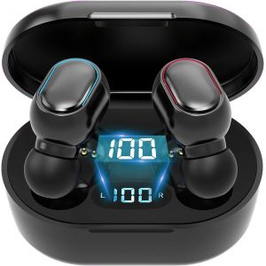 KALANKA-Ecouteurs Bluetooth sans Fil 5.0 Sport IPX7 avec R&eacute;duction de Bruit, Oreillette Bluetooth St&eacute;r&eacute;o &Eacute;tanches &agrave; l'oreille Int&eacute;gr&eacute;s HD Mic pour Android/iOS - Neuf