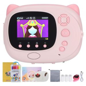 Appareil photo instantane pour enfants, mini appareil photo instantane, minuterie WiFi, portable, haute definition, selfie P40Pink - Neuf