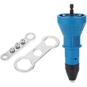 (Bleu) Adaptateur de pistolet à riveter sans fil Kit d'outils de perceuse électrique Adaptateur de riveteuse Insert d'écrou Accessoires d'outils électriques à main - Neuf