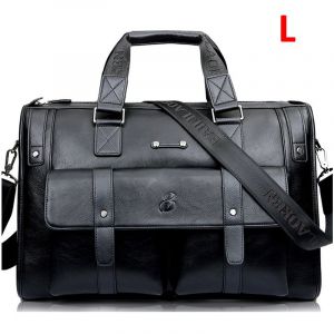 Porte-documents en cuir noir pour hommes,sac à main d'affaires,sacoches Vintage,sac à bandoulière pour hommes,grands sacs de voyage pour ordinateur portable,tendance - Black L - Neuf