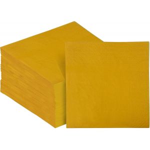 Kal-Lot De 120 Serviettes Jetables En Papier Pour Cocktail, Mariage, Dîner, Fête D'anniversaire, Dessert, Vin, Jaune Gingembre 25 X 25 Cm - Neuf