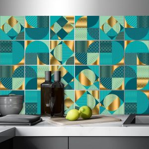 Eryi-32 X Feuilles Mural Stickers Carrelage 2d Imperméables Carreau De Ciment Adhesif, Autocollants Carreaux Dosseret Pour Cuisine, Salle De Bain La Décoration À La Maison / 15 X 15 Cm / T1050 - Neuf
