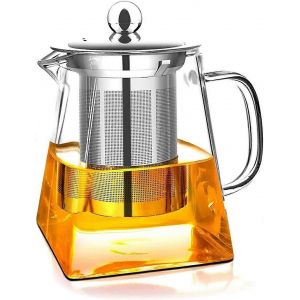 Théière En Verre Avec Infuseur Amovible,Bouilloire En Vrac En Verre À Haute Teneur En Borosilicate,Acier Inoxydable 304 - Neuf