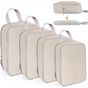 BHHBB-Organisateur Valise Cabine Ensemble de 4 pièces, voyage Accessoires Compressible, Imperméable et Résistant L'usure, Rangement Valise peut Répondre Tous Vos Besoins de Voyage Noir (Beige) - Neuf