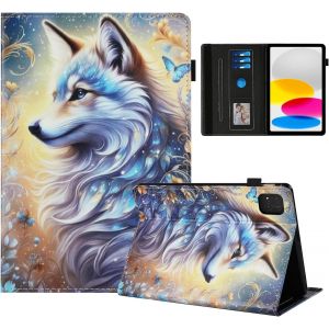 KAL-Coque Pour Xiaomi Pad 7/7 Pro 11,2 Pouces(2024/2025) Impression Graphique Housse En Tablette Cuir Pu Protection Pour Xiaomi Mi Pad 7/Xiaomi Mi Pad 7 Pro Loup Blanc - Neuf