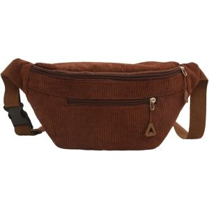 TRAHOO-Sac Banane Velours C&ocirc;tel&eacute;, Sac de Poitrine en Velours C&ocirc;tel&eacute;, Sacs de Ceinture de Couleur Unie, Sacs Banane Zipp&eacute;es et Bandouli&egrave;re avec Sangle R&eacute;glable (Marron) - Neuf