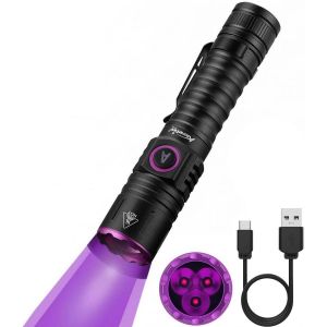 Sv103 10w Uv Led Torch 395nm Rechargeable Usb C Woods Ultraviolet Black Light Urine Detector For Resin, Fishing, Scorpion, Minerals, Amber, Bed Bug With Battery - Neuf