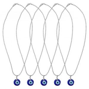 5ps Turc Bleu Oeil Collier Protection Porte-Bonheur Bijoux Accessoires Cadeaux Artisanat 2.5x2.5cm - Neuf