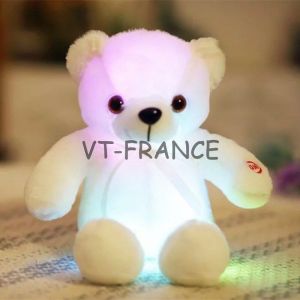 Ours Peluche Lumineux LED, Couleur: Blanc, Taille: 32cm - Neuf