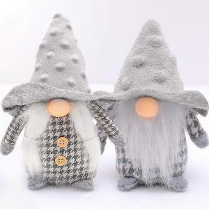 2PCS Noël Gnomes Décoration fait à la main Père Noël scandinave Gnome Tomte Poupée en peluche Maison Ornements Table Père Noël Figurines Poupée de Noël - Neuf
