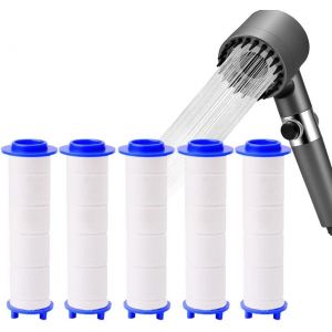 Lot de 5 filtres en coton PP pour pommeau de douche, élimination des résidus de chlore, cartouche de sédiments en polypropylène filtrée, noyau d'eau propre en coton pour pommeau de douche à effet - Neuf